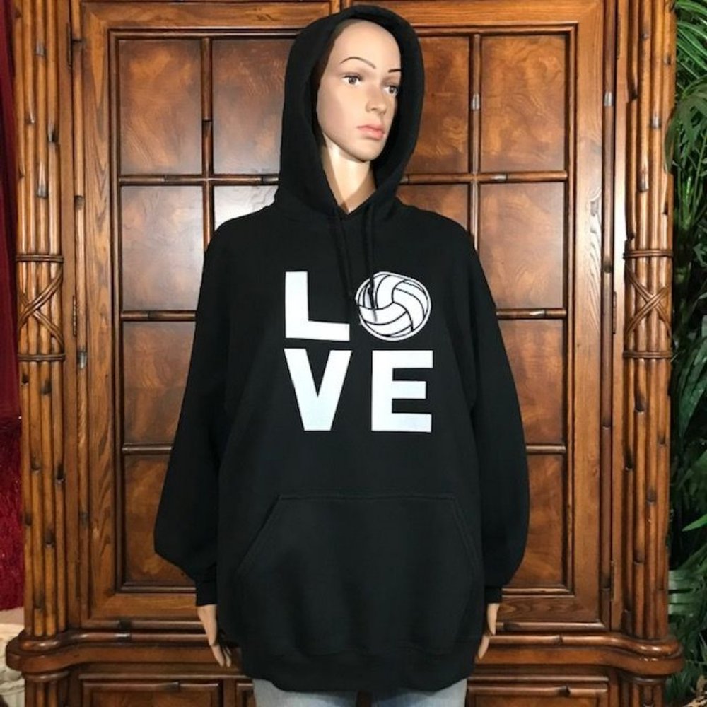 LOVE Volleyball Black Cotton Heavy Blend Hoodie